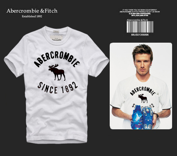Abercrombie Fitch Hombres De Cuello Redondo Con Gente Fotos Corto Remera AF5648